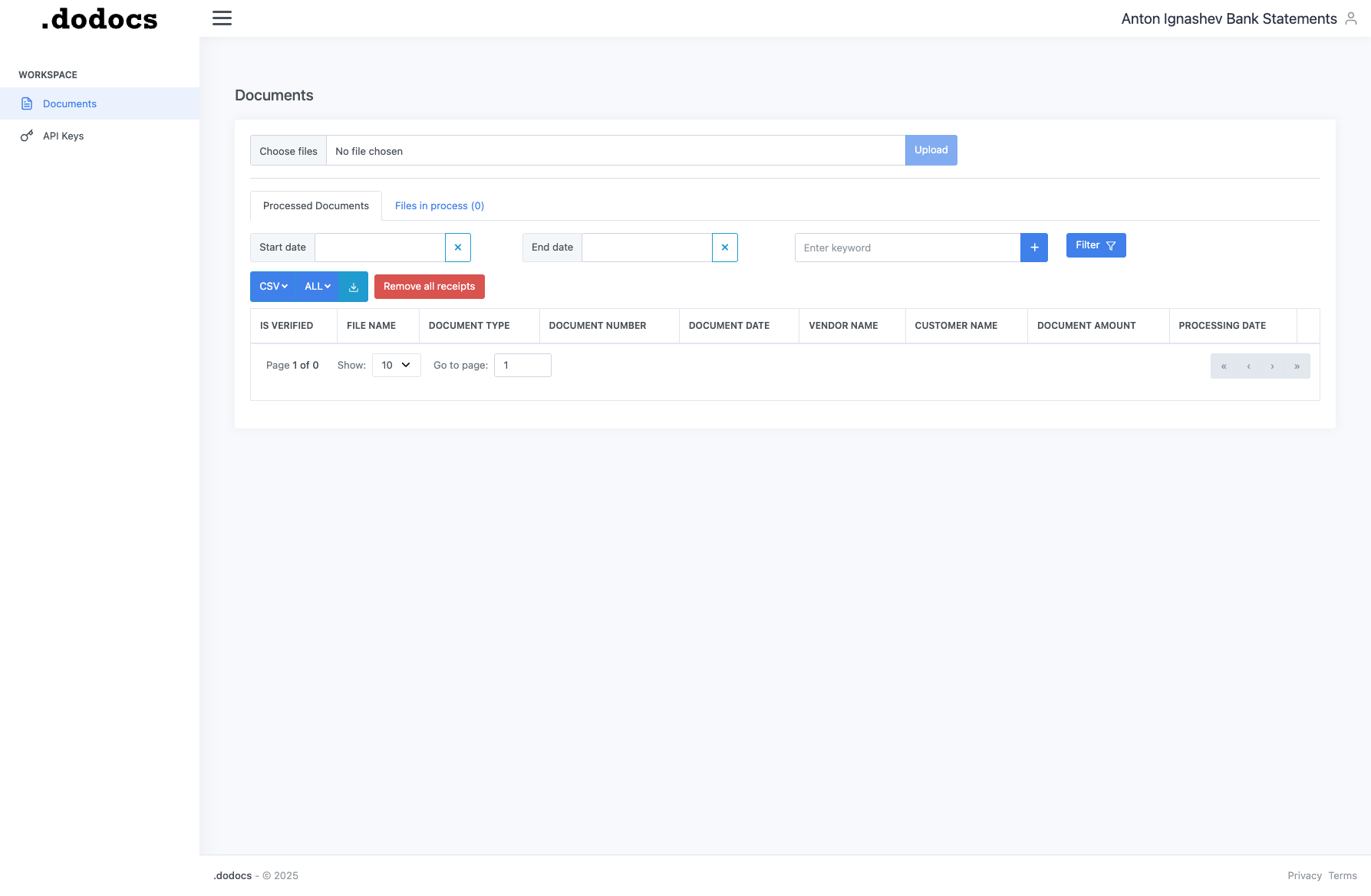 DocuExtract Dashboard